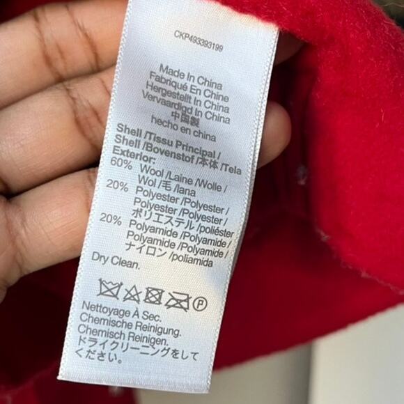 Madewell Red Collared Wool Zip Front Double-Faced Rounded-Sleeve Jacket Size XS - Picture 8 of 9